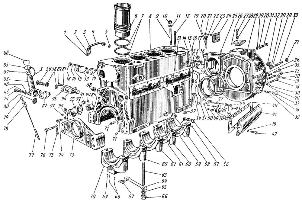 Схема блок-картера ДТ-75