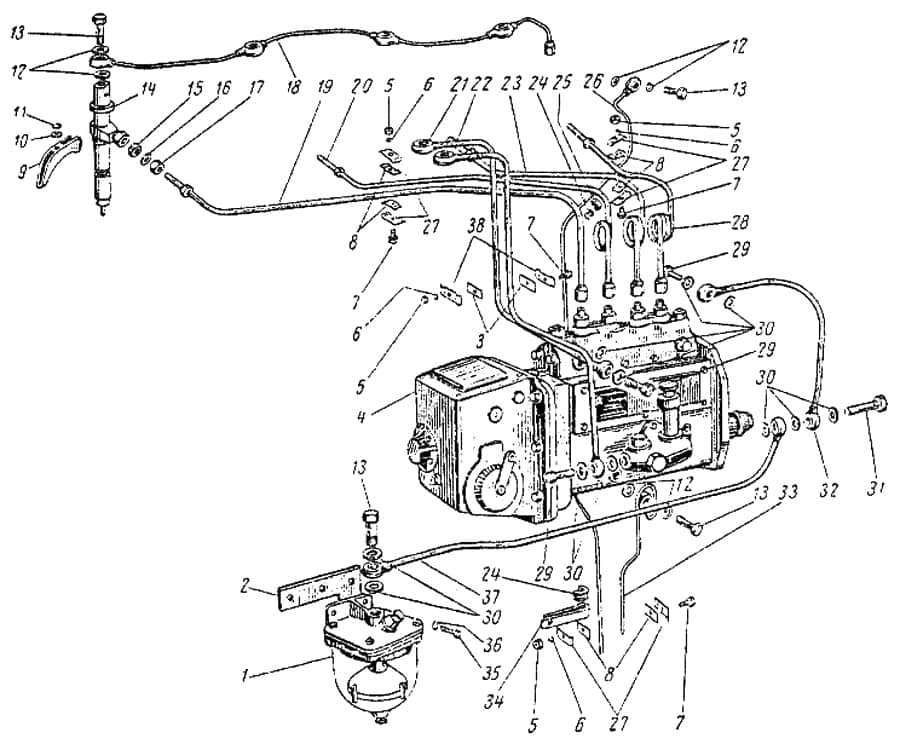 Схема топливной системы ДТ-75