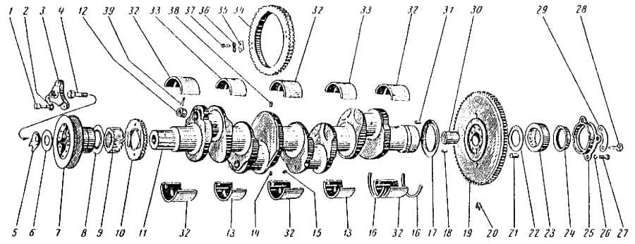 Схема коленчатого вала ДТ-75